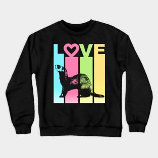 Retro Stripes Love Ferret Crewneck Sweatshirt